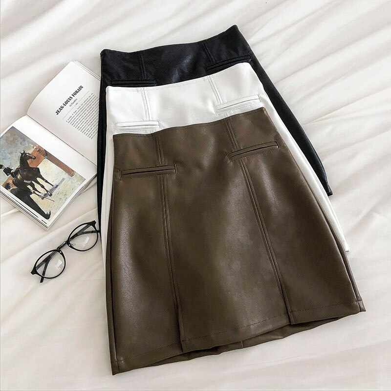 Women's PU Leather Short Skirt