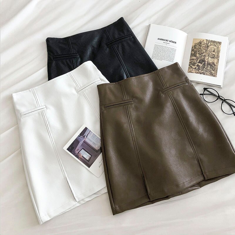 Women's PU Leather Short Skirt