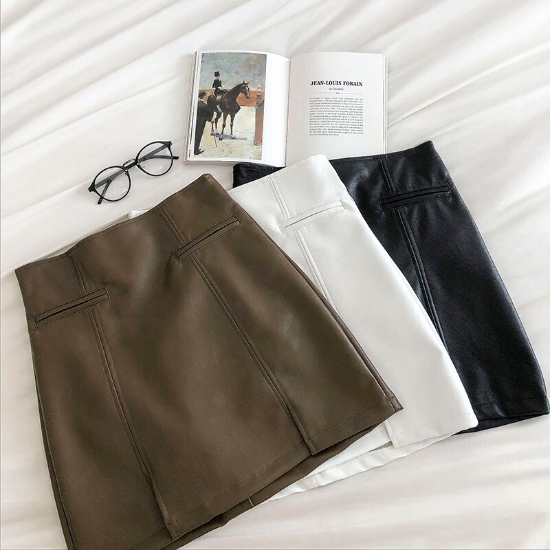 Women's PU Leather Short Skirt