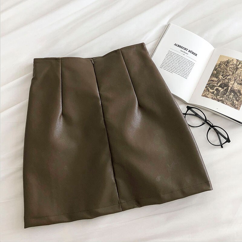 Women's PU Leather Short Skirt