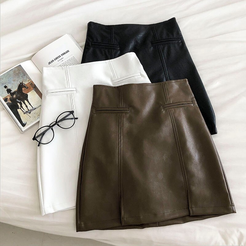 Women's PU Leather Short Skirt