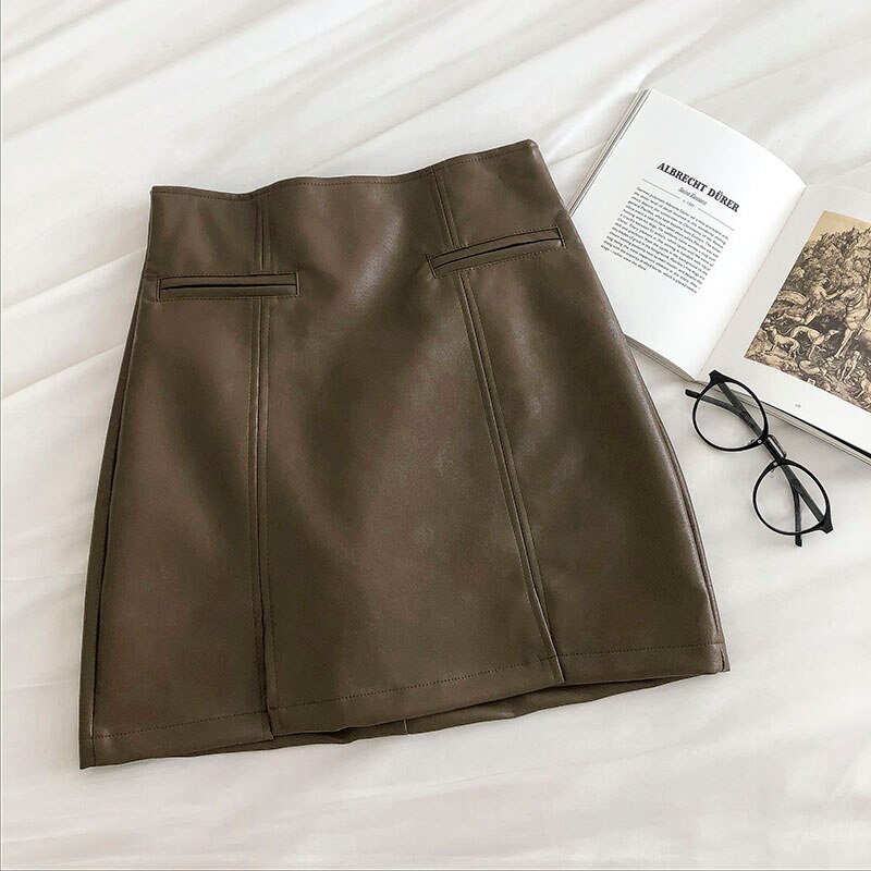 Women's PU Leather Short Skirt