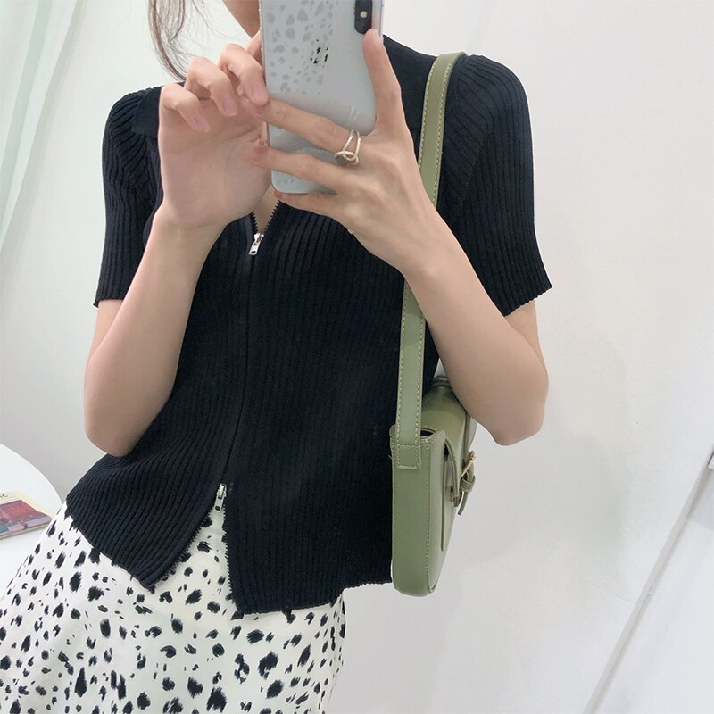 Women's Polo Collar Slim Knitted Top