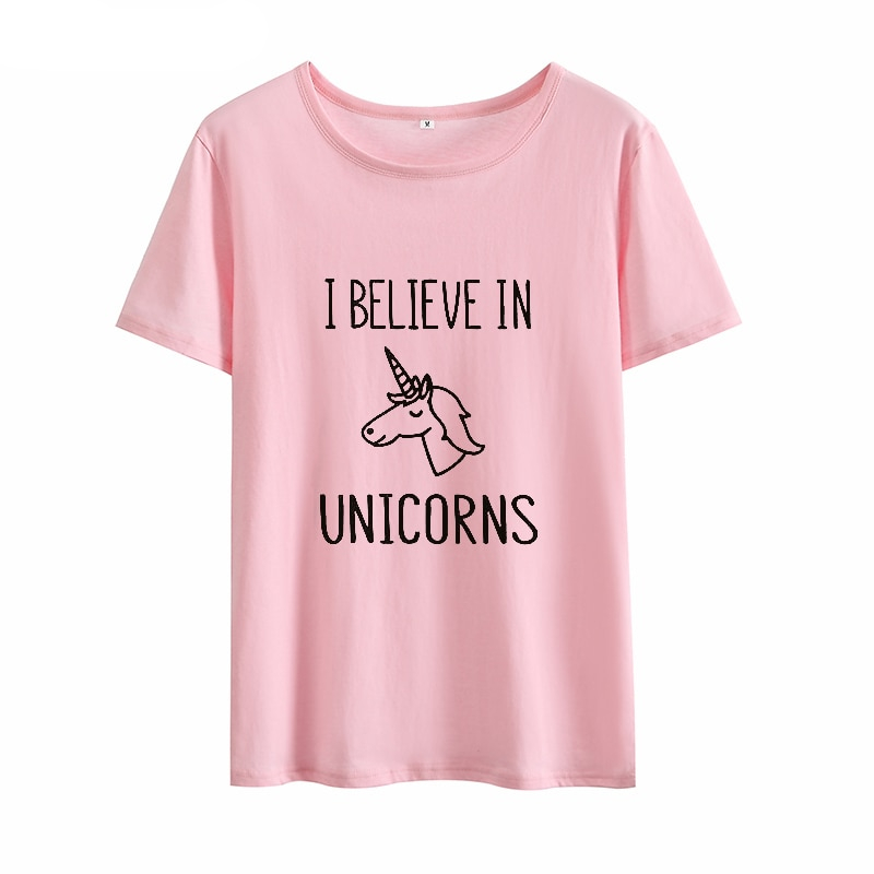 Believe in Unicorns Printed Cotton Women's T-Shirt