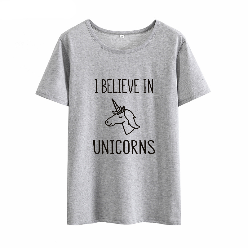Believe in Unicorns Printed Cotton Women's T-Shirt