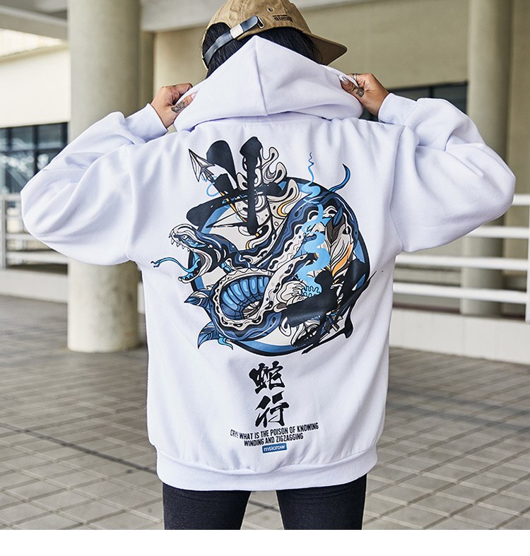 Colorful Asian Themed Printed Hoodie