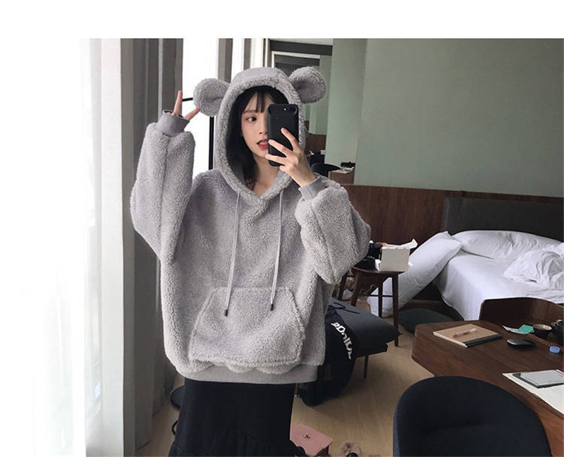 Women's Loose Plush Hoodie