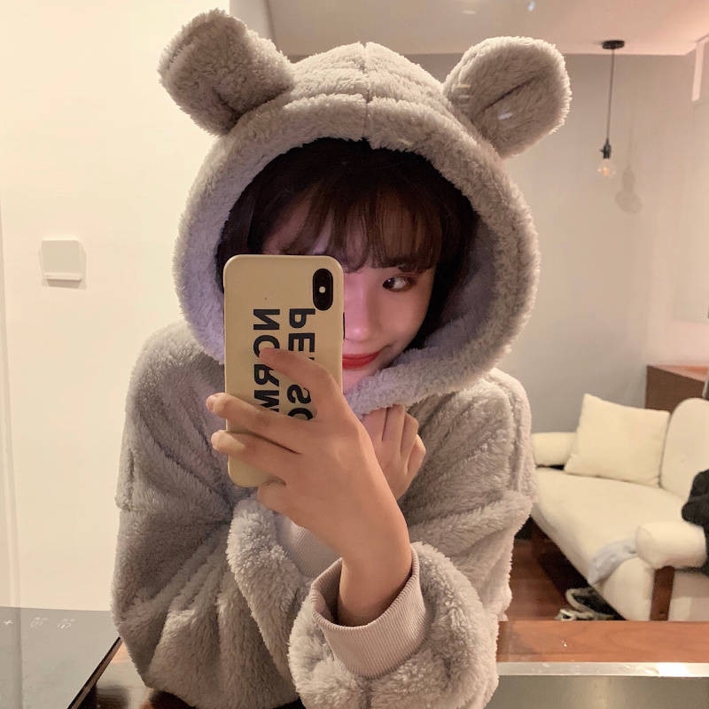 Women's Loose Plush Hoodie