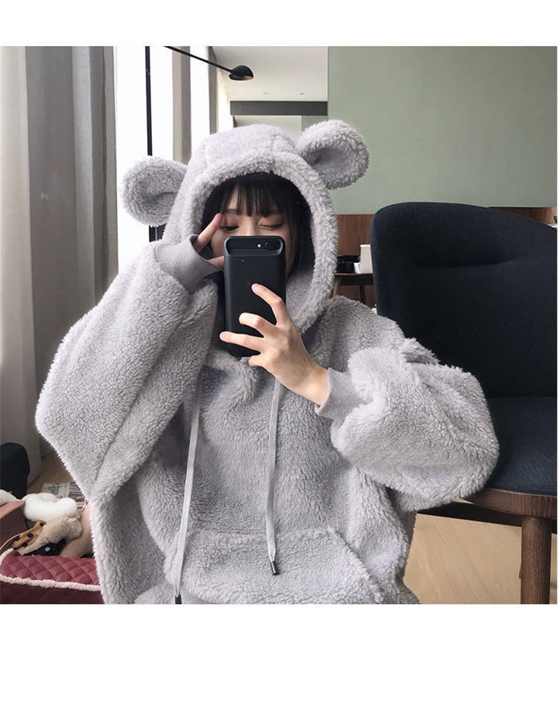 Women's Loose Plush Hoodie