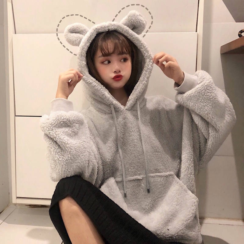 Women's Loose Plush Hoodie