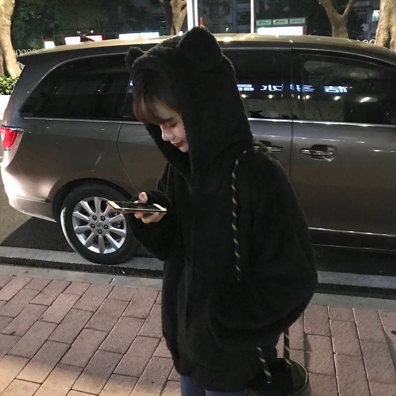 Women's Loose Plush Hoodie