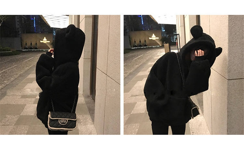 Women's Loose Plush Hoodie