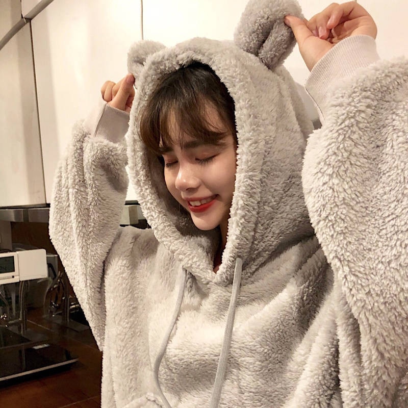 Women's Loose Plush Hoodie