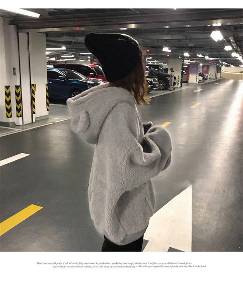 Women's Loose Plush Hoodie