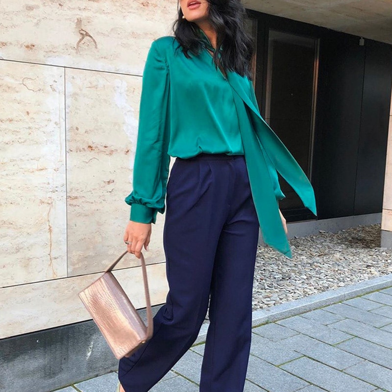 Office Tie-Neck Shirt for Women