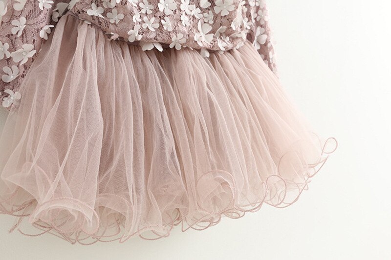 Girls' Cute Plain Polyester Dress with Tassels