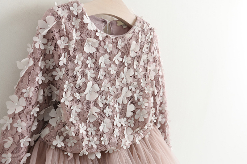 Girls' Cute Plain Polyester Dress with Tassels