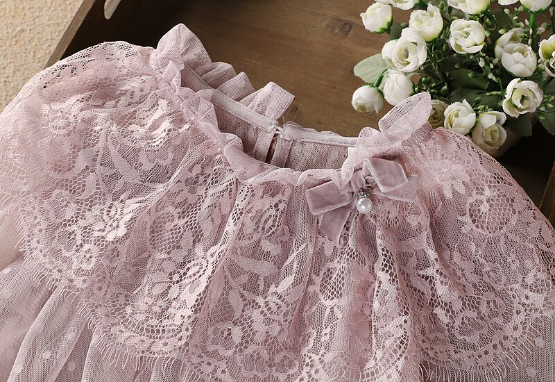 Girls' Cute Plain Polyester Dress with Tassels