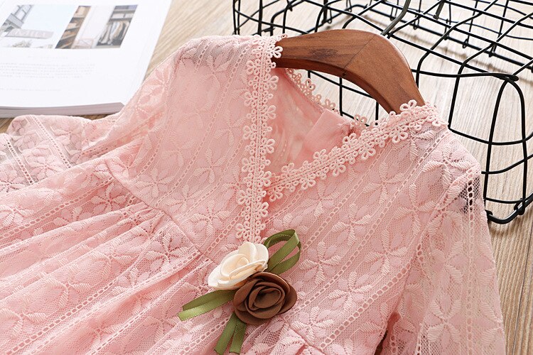 Girls' Cute Plain Polyester Dress with Tassels