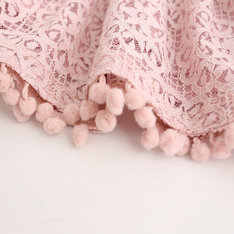 Girls' Cute Plain Polyester Dress with Tassels