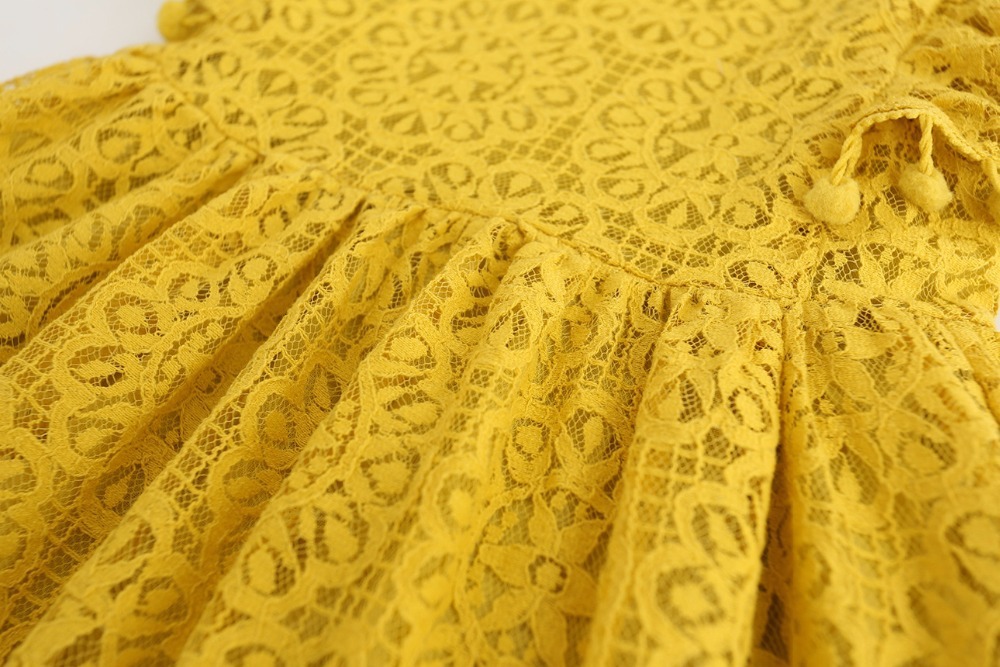 Girls' Cute Plain Polyester Dress with Tassels