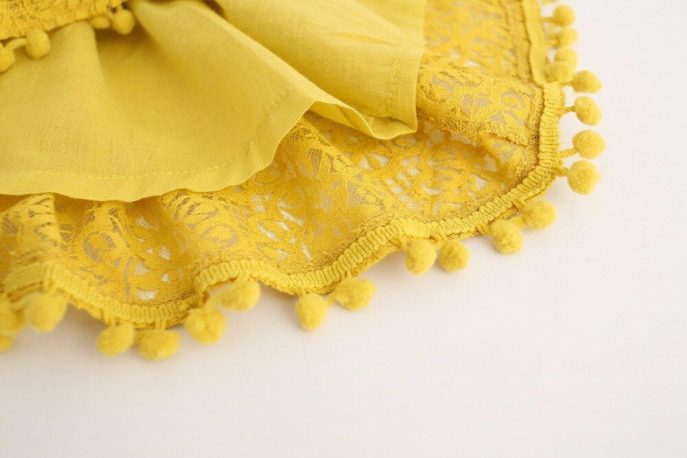 Girls' Cute Plain Polyester Dress with Tassels