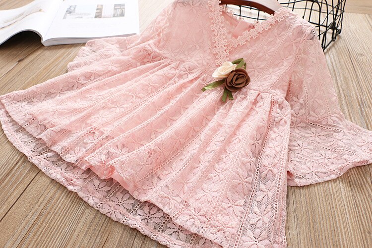 Girls' Cute Plain Polyester Dress with Tassels