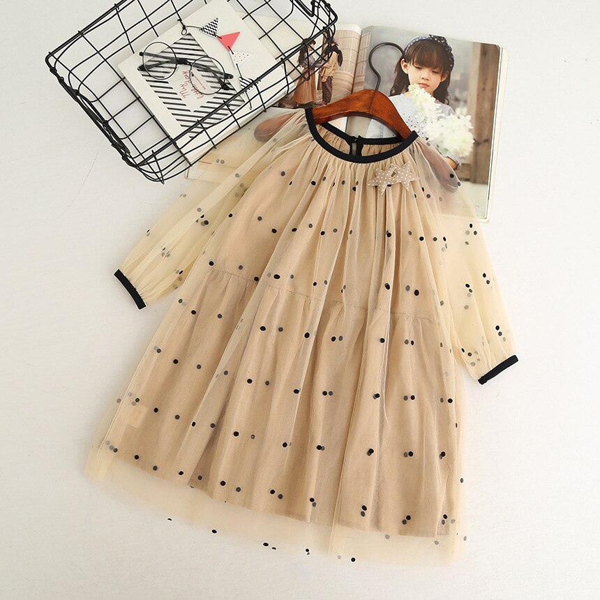 Girls' Cute Plain Polyester Dress with Tassels