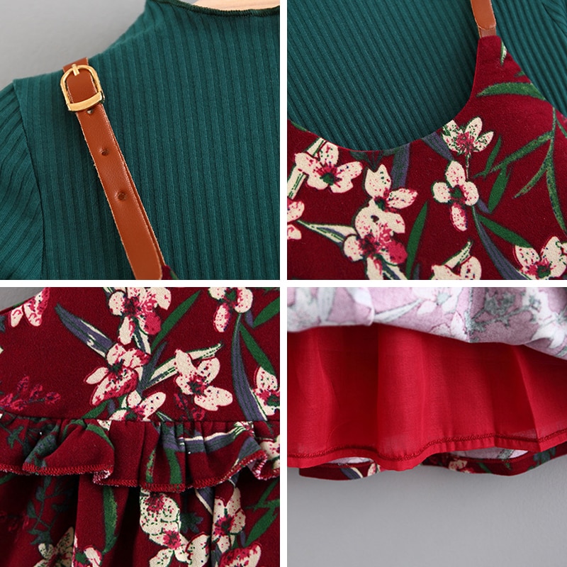 Girls' Casual Dress with O-Neck