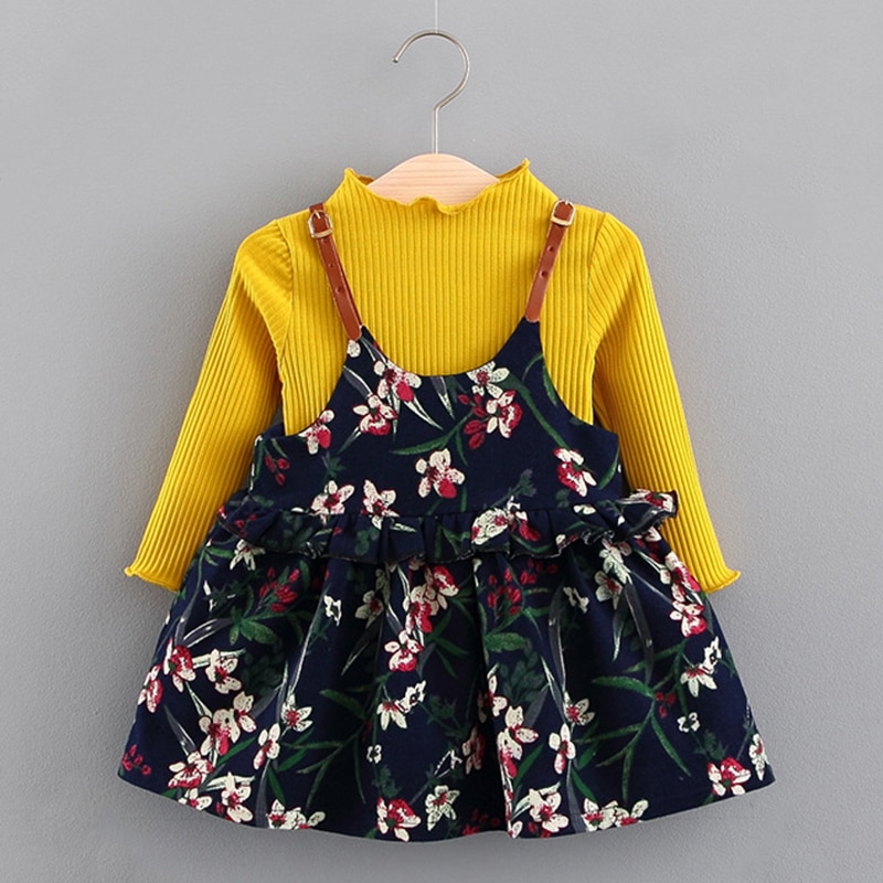 Girls' Casual Dress with O-Neck