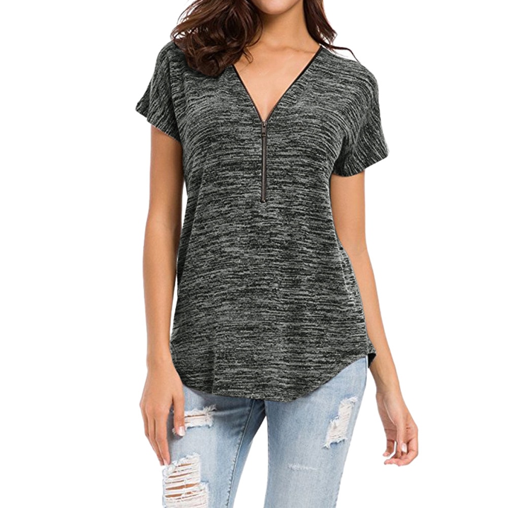 Colorful Cotton Women's T-Shirt with Zipper