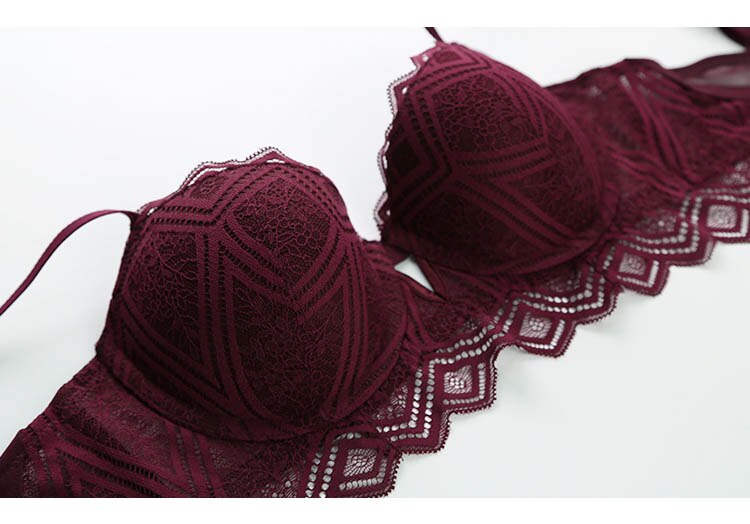 Hollow Lace Push-up Bra and Panty Set for Women