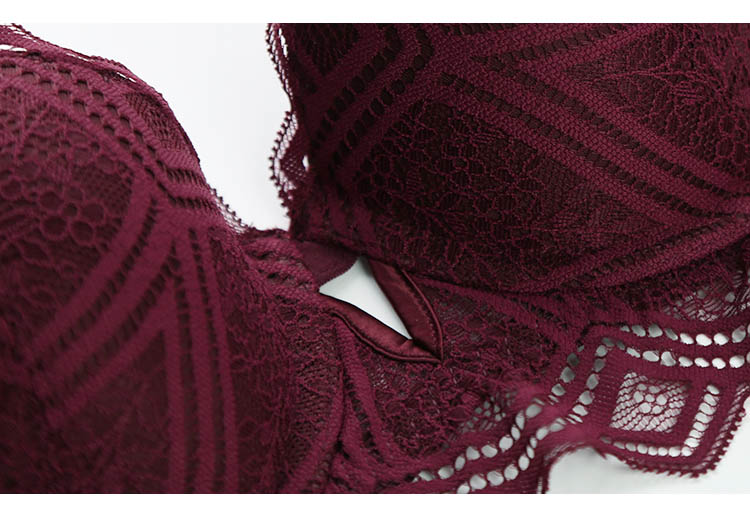 Hollow Lace Push-up Bra and Panty Set for Women