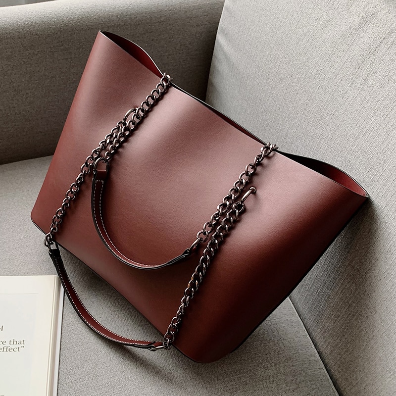 Huge PU Leather Shoulder Bag for Women