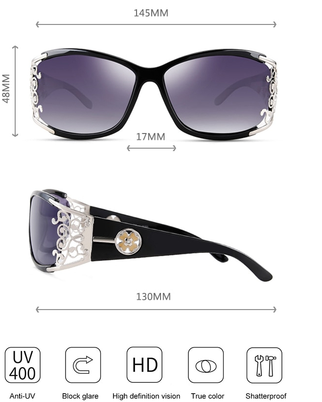 Women's Metal Lace Polarized Sunglasses
