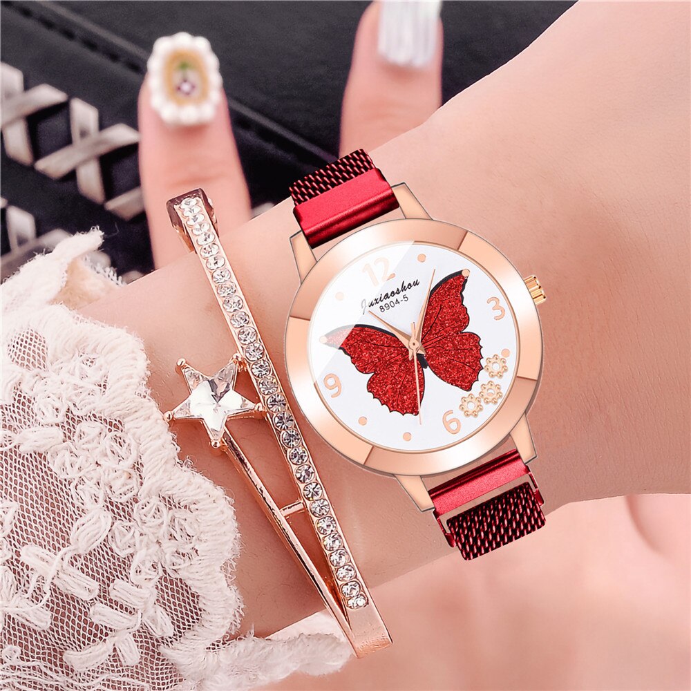 Women's Butterfly Style Magnetic Strap Quartz Watch