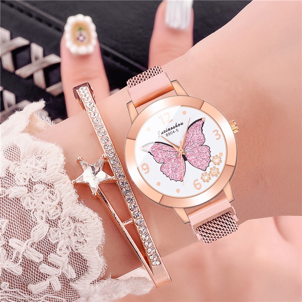 Women's Butterfly Style Magnetic Strap Quartz Watch