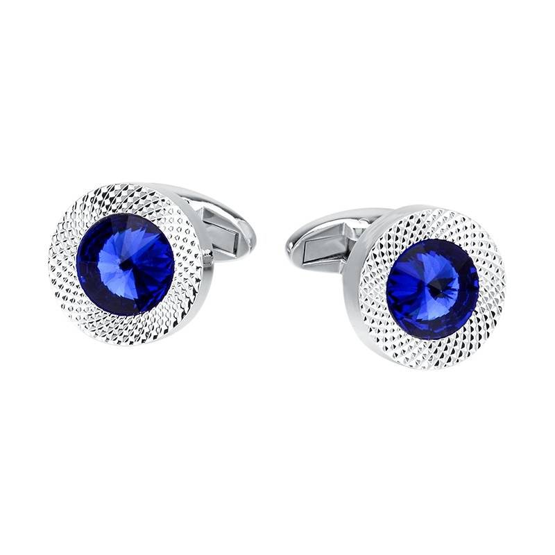 Men's Blue and Silver Cuff Links