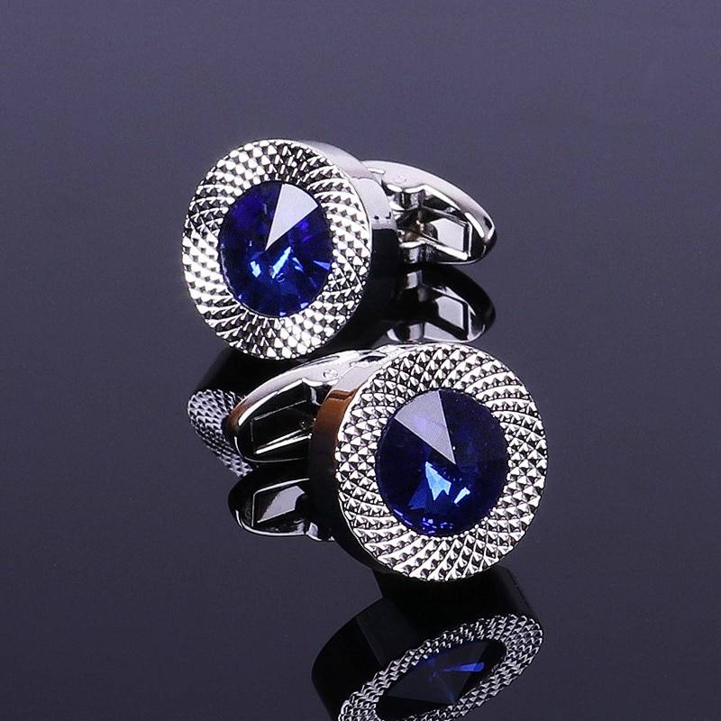 Men's Blue and Silver Cuff Links