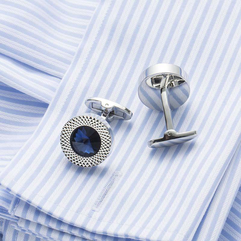 Men's Blue and Silver Cuff Links