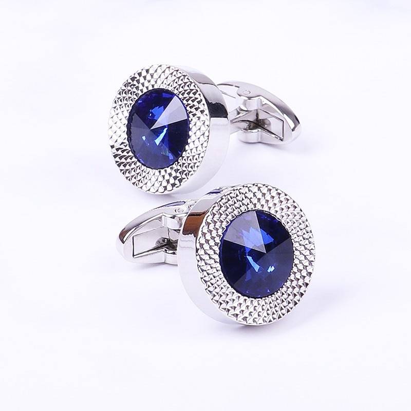 Men's Blue and Silver Cuff Links