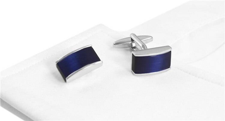 Men's Rectangular Blue Crystal Cuff Links Men's Rectangular Blue Crystal Cuff Links