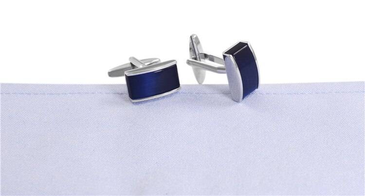Men's Rectangular Blue Crystal Cuff Links Men's Rectangular Blue Crystal Cuff Links