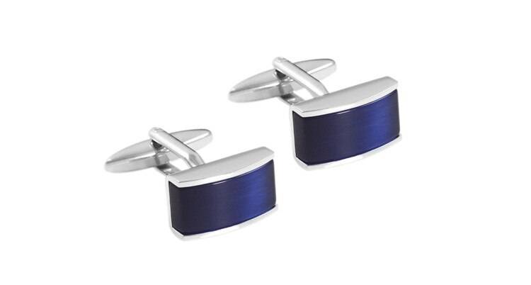 Men's Rectangular Blue Crystal Cuff Links Men's Rectangular Blue Crystal Cuff Links