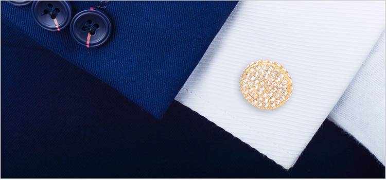Men's Round Crystal Patterned Cuff Links Men's Round Crystal Patterned Cuff Links