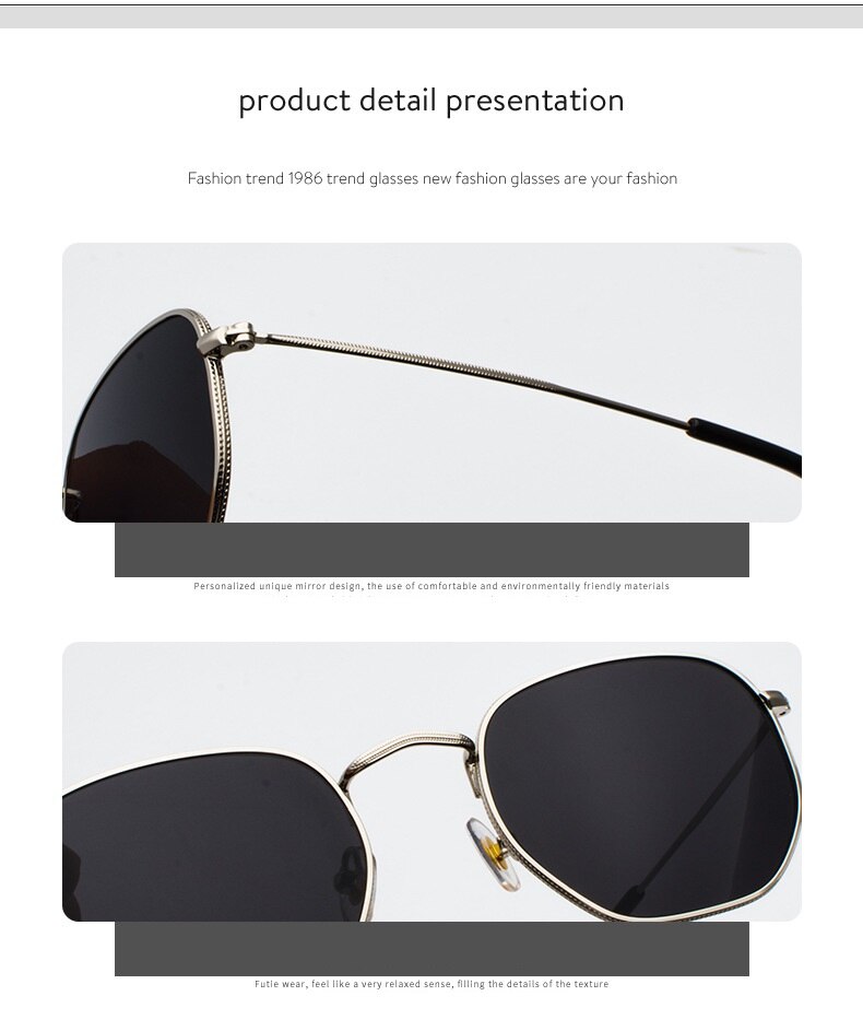Men's Hexagon Shaped Sunglasses