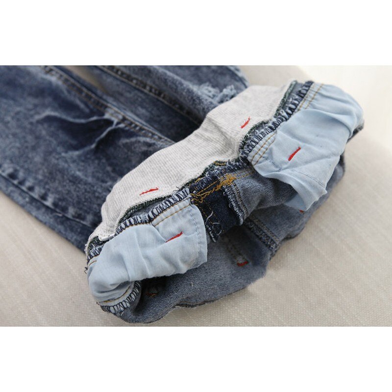 Girls' Cat Printed Jeans with Elastic Waist