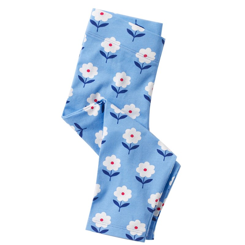 Girls' Floral Cotton Pants with Elastic Waist