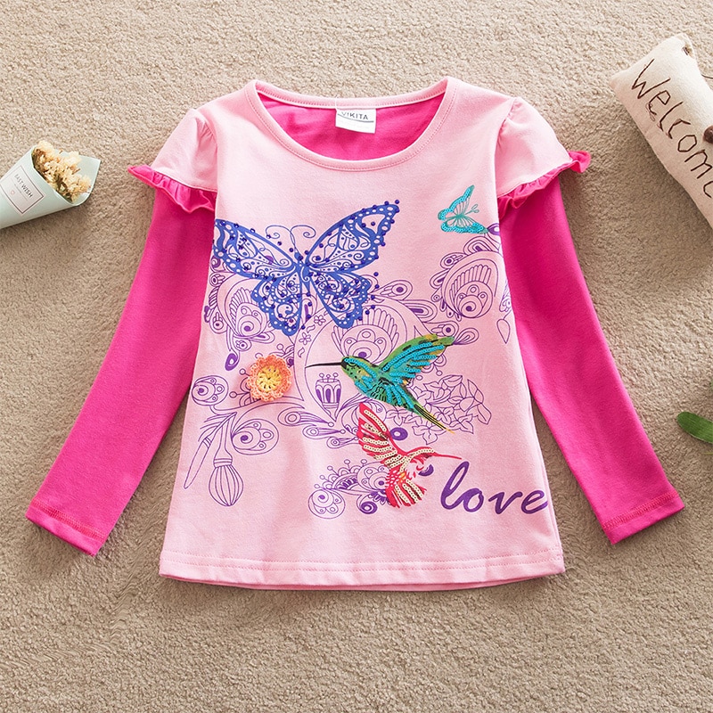 Girl's Multiprint Long Sleeve Cotton T-Shirts