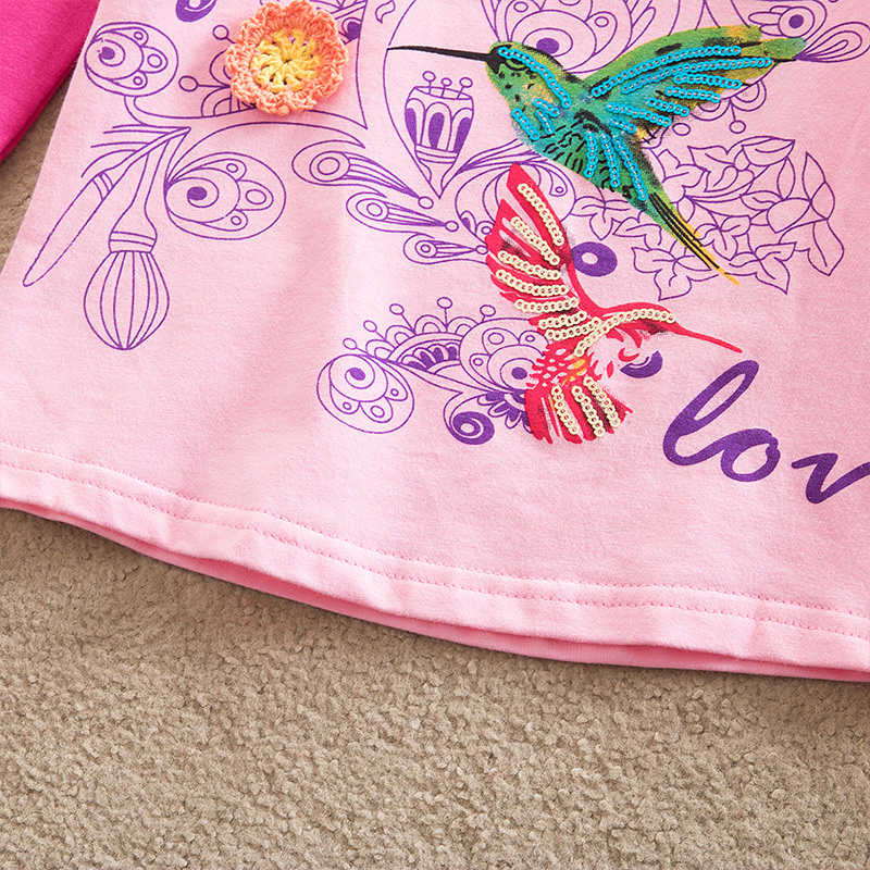 Girl's Multiprint Long Sleeve Cotton T-Shirts